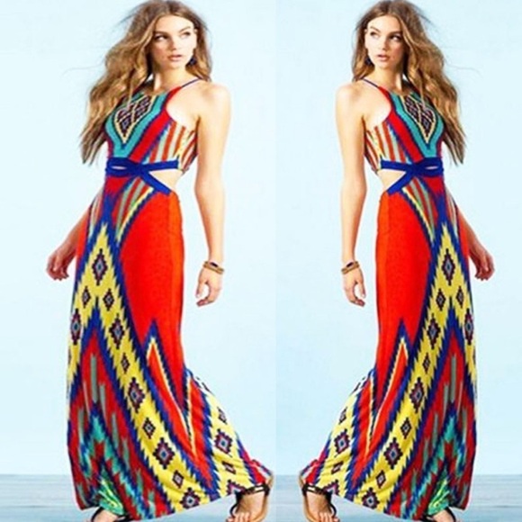 Fashion Nova Dresses & Skirts - Fashion Nova Vibrant Patterned Maxi Dress